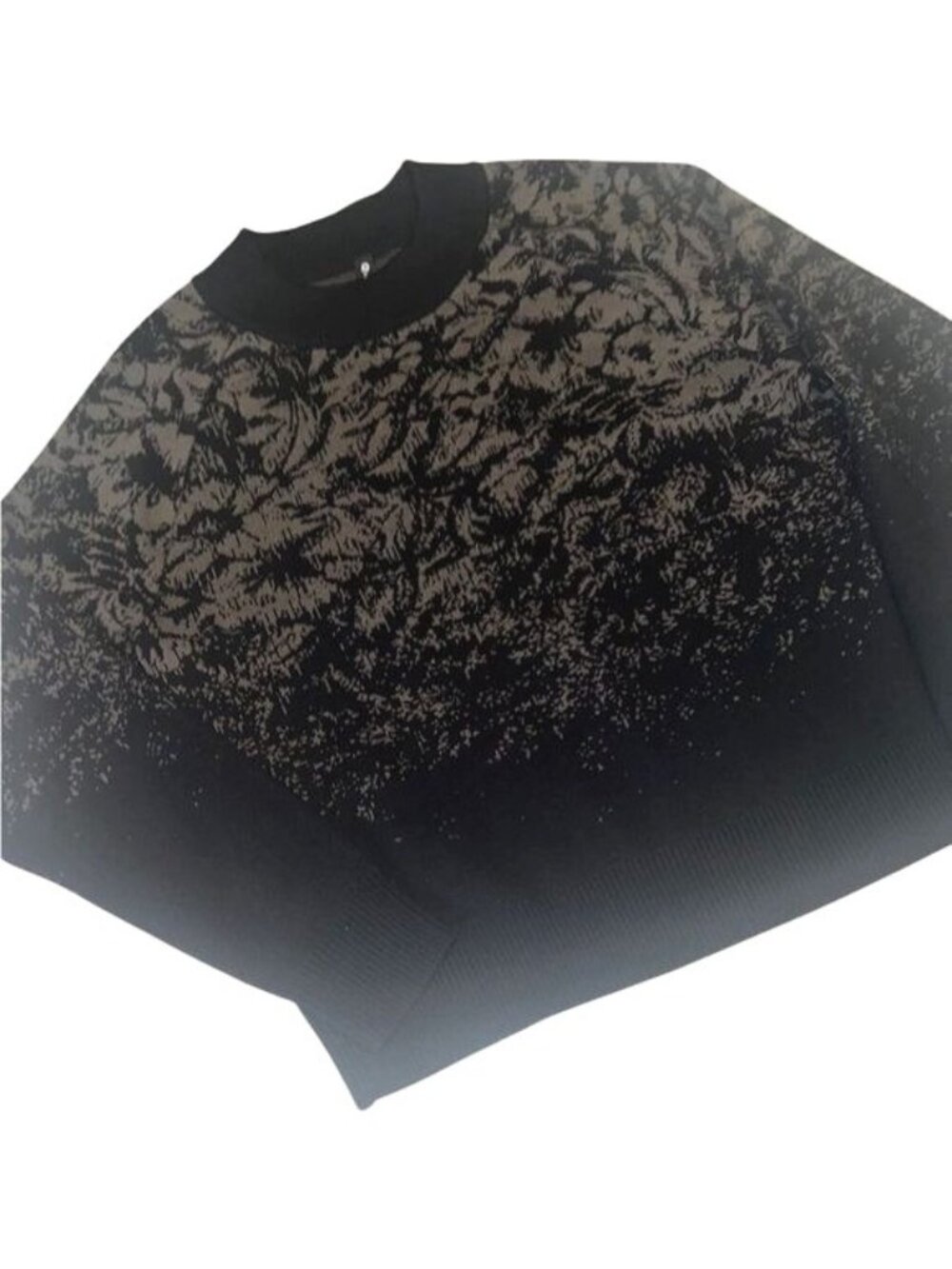 Athleta Black and Brown Patterned Wool Blend Sweater Size Small